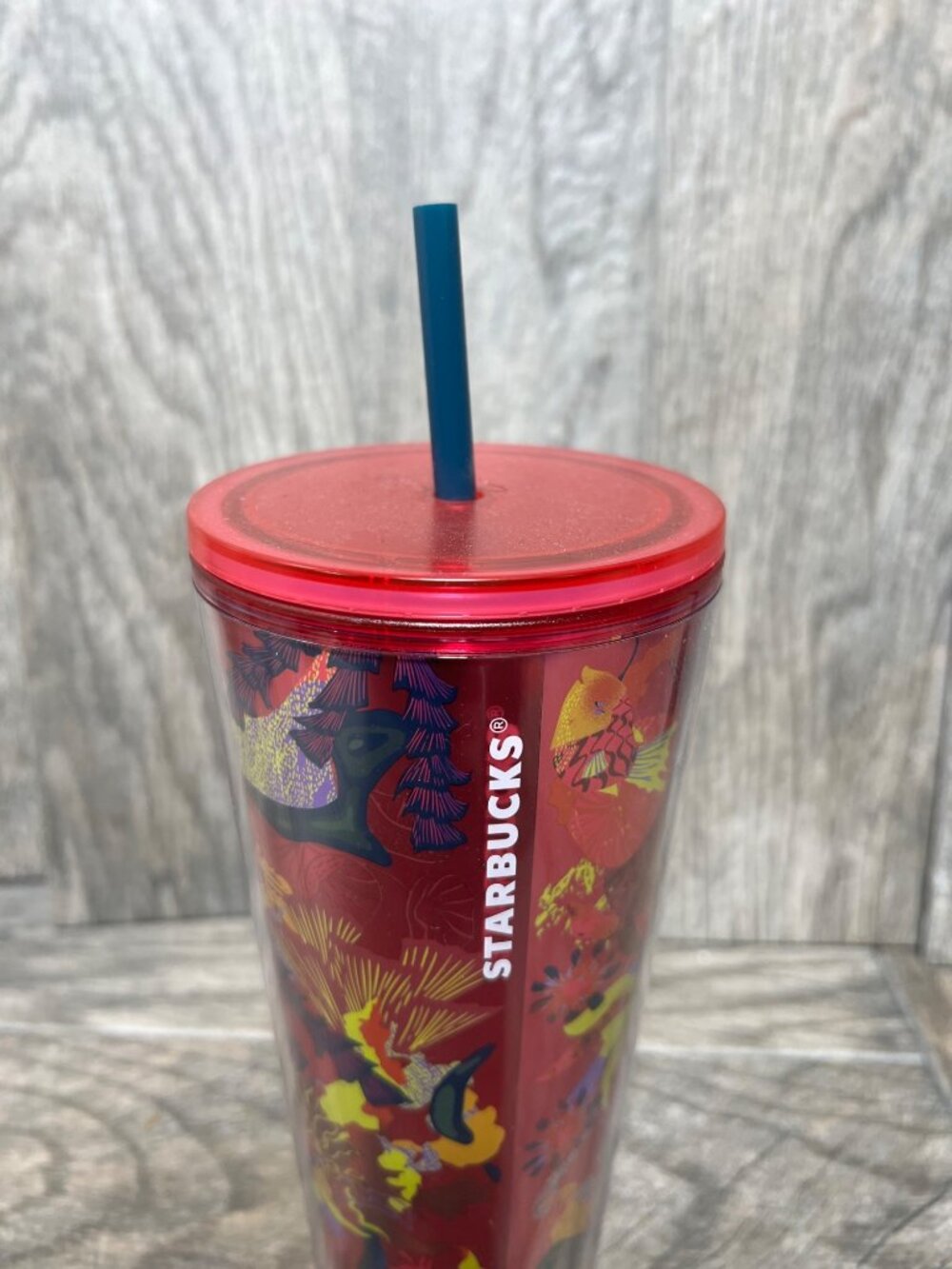 Starbucks Fall 2023 Ocean Forest Jellyfish 24 Oz Tumbler Cup Pink Floral Venti C - Picture 2 of 5